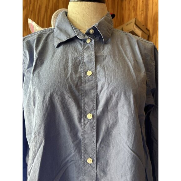 Everlane Womens Button Down Cotton Collared Blouse Corporate Work Blue Sz 12 - Picture 4 of 8